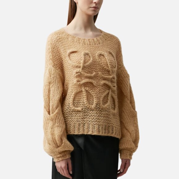 Loewe Anagram Embroidered Striped Mohair-blend Brown Sweater - Picture 4 of 13